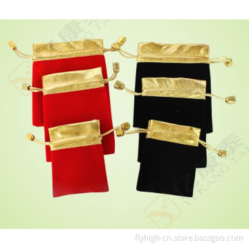 Custom Gold Blocking Promotion Drawstring Velvet Gift Bag